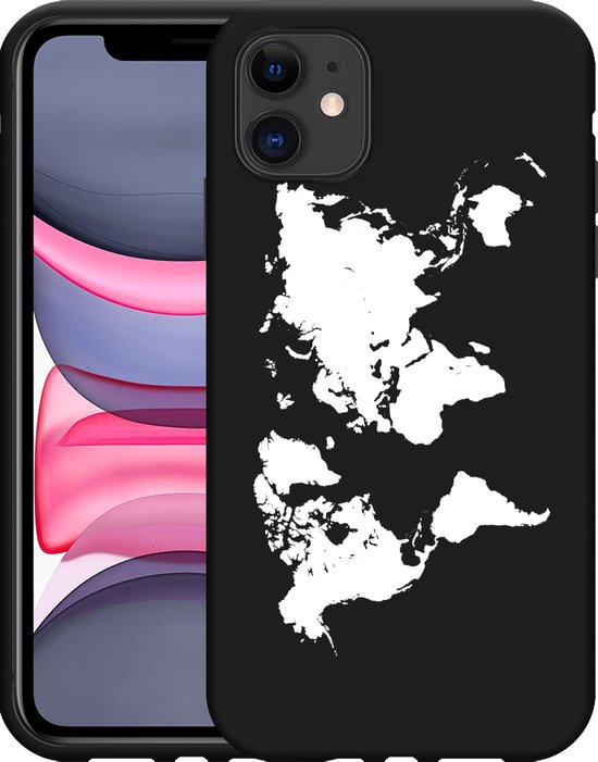 Foto: Cazy hoesje zwart geschikt voor iphone 11 world map