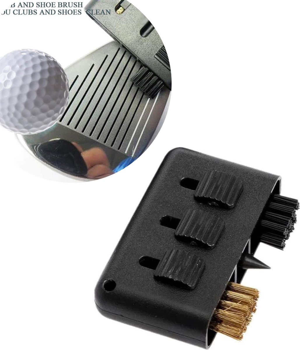 Golf schoonmaakborstel - Golfclub borstel - 3 in 1 compact - Golfbalcleaner - Golf schoonmaakborstel - Golfaccesoires - Golftrainingsmaterialen - trolleyaccesoires - Golfset - Merkloos