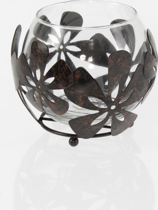 Lanterne Métal Bloem Sphère - 11 cm - Brun rouille