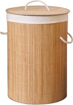 Panier à linge en Bamboe - Panier de rangement - Trieur à linge avec couvercle et sac à linge amovible - Avec anses - 48 L - 35×50 cm - Naturel