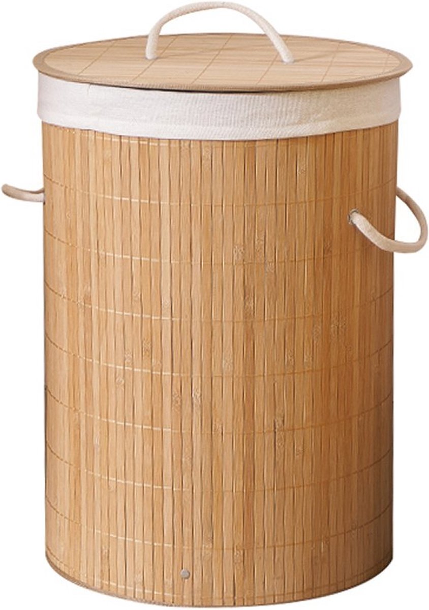 Homestyle Pro Ronde Opvouwbare Bamboe Wasmand 35x50 cm Naturel/Wit