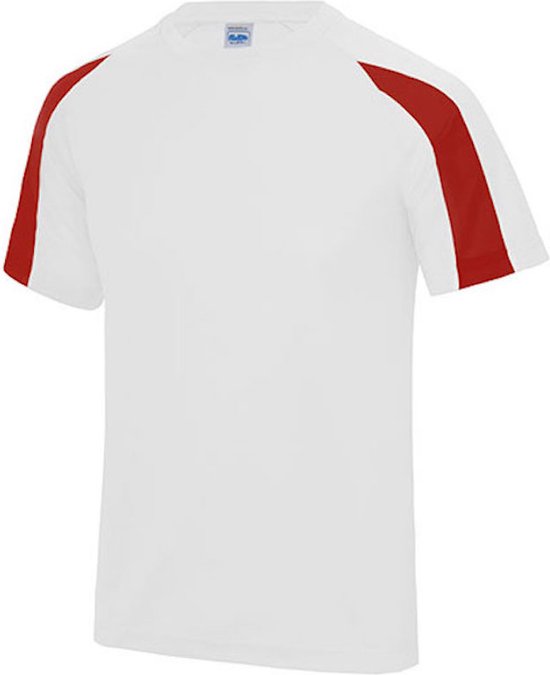 Vegan T-shirt 'Contrast' met korte mouwen White/Red - L