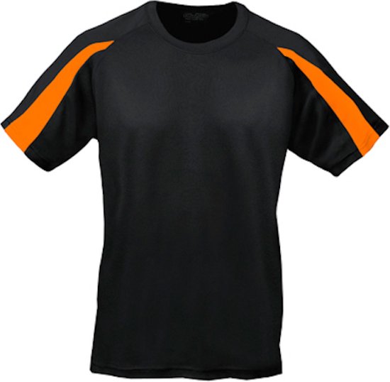 Vegan T-shirt 'Contrast' met korte mouwen Black/Electric Orange - M