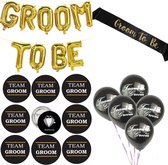 16-delige set Goom to Be met ballonnen, sjerp en buttons - groom to be - bruidegom - vrijgezellenavond - vrijgezellenfeest - ballon - sjerp - button
