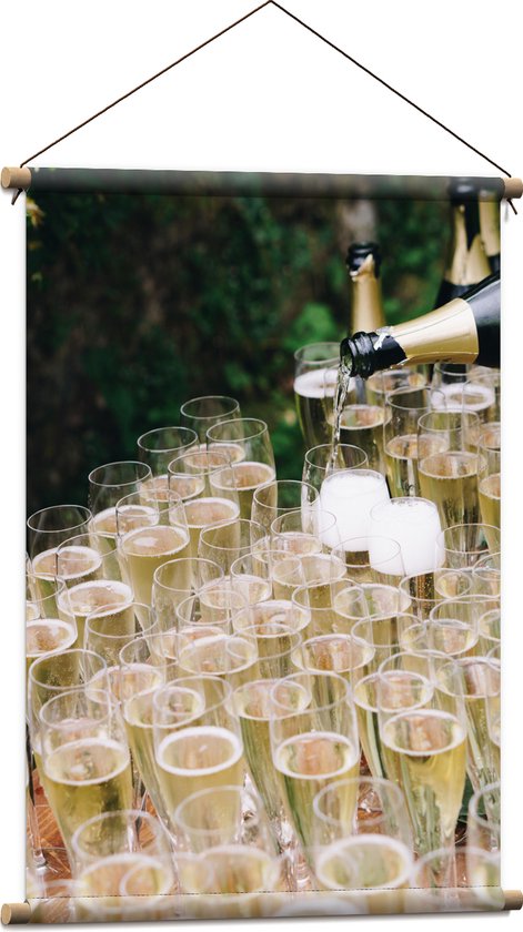 Textielposter - Volle Champagneglazen - 60x90 cm Foto op Textiel