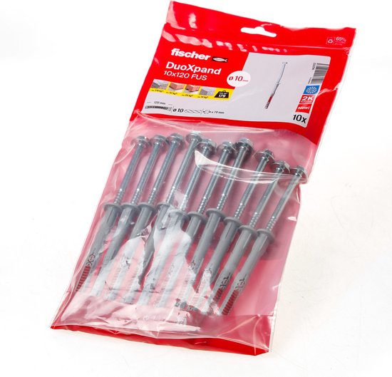 fischer Langschaftdübel DuoXpand 10 x 120 T, 100 x 50 Stück auf Palette | 10 mm | 120 mm