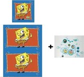 Nickelodeon - Spongebob SquarePaints - Dekbedovertrek - 140 x 200 Cm - Katoen - Met XL muursticker.