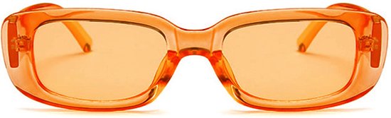 KIMU Rechthoekige Zonnebril Y2K Kunststof - Oranje Montuur Rechthoekig - Oranje Glazen - Smalle Smal Afgeronde Nineties 90's Retro Festival van Merkloos — afbeelding 3