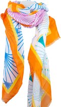 Rianne scarf- Accessories Junkie Amsterdam- Sjaal dames- Sjaaltje- Lange sjaal- Katoen-Wrap-Shawl- - Cosy chic- Cadeau- Grafische print- Oranje blauw geel roze