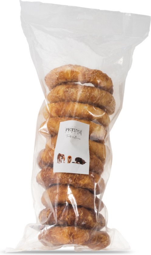 Petstyleliving Gepofte Ring met Kip 12,5cm - 10 stuks - Hondensnack
