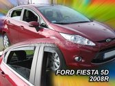 Zijwindschermen donker pasvorm tbv Ford Fiesta (VII) (JA8 / MK6) - 5 deurs Hatchback model 2008 - 2017 set windschermen visors pasvorm tbv voor & achterdeuren merk Team Heko