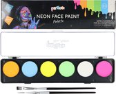 Partizzle Neon UV Face Paint Set - Glow In The Dark Party - Peinture Maquillage pour fête - Décoration de maquillage - Palette de 6 couleurs
