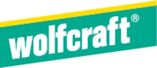 Logo van Wolfcraft met de tekst 'wolfcraft' op een groen-gele achtergrond.