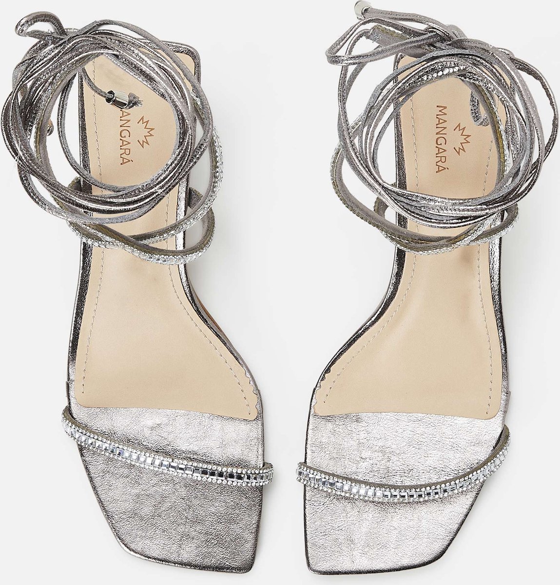 Mangará Aroeira Dames sandalen - 8cm Hak - met kristallen versierde bandjes - Onyx - Maat 41