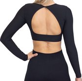 Fittastic Sportswear Longsleeve Backless Top Black - Zwart - S