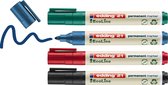edding 21 ecoLine permanent marker - 4 stuks - zwart, rood, blauw, groen - ronde punt 1.5-3mm