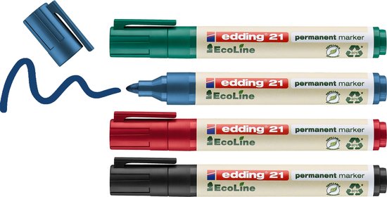 edding 21 EcoLine marqueur permanent - multi-couleur - étui de 4 stylos -  pointe ronde... | bol