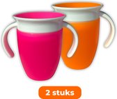 2x oefendrinkbekers baby - roze & oranje - antilekdrinkbekers - VCompany