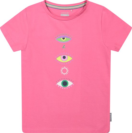 Meisjes t-shirt - Hot roze - maat 98/104