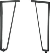 Maison DAM - 2x haarspeld poot mat zwart gepoedercoat 39 hoog, salontafelpoot, eettafelpoot, hoogwaardig staal, Inclusief steldop - Topplaat; 4mm dik