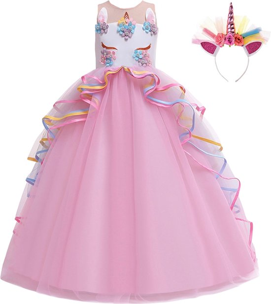 Déguisements de princesses | Robe de licorne | taille 104/110 | Robe Unicorn Fille | Bandeau à cheveux |Pour vos chaussures de princesse