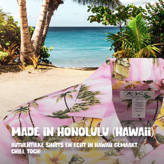 Hawaii Blouse Mannen - Shirt - Hemd - 100% Katoen - Overhemd Heren Korte Mouw - Made in Hawaii "Eiland Avonturen" Maat M