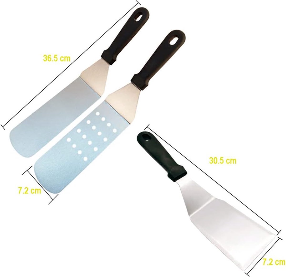 Spatule plate, spatule grill, set inox, robuste et stable, pour plancha et  teppanyaki | bol.com