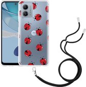 Cazy Hoesje met koord geschikt voor Motorola Moto G53 5G Lieveheersbeestjes