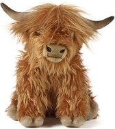 Pluche Schotse hooglander bruin knuffel met geluid 30 cm - Koeien bosdieren knuffels - Speelgoed voor kind