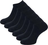 Bamboe sokken sneaker 6 paar - Zwart - Bamboe Sokken Dames en Heren - Antibacterieel Maat 39/42