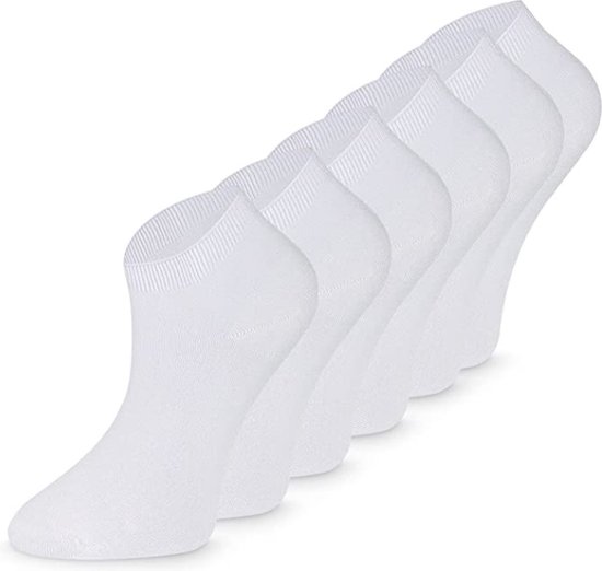 Bamboe sokken sneaker 6 paar - Wit - Bamboe Sokken Dames en Heren - Antibacterieel Maat 43/46