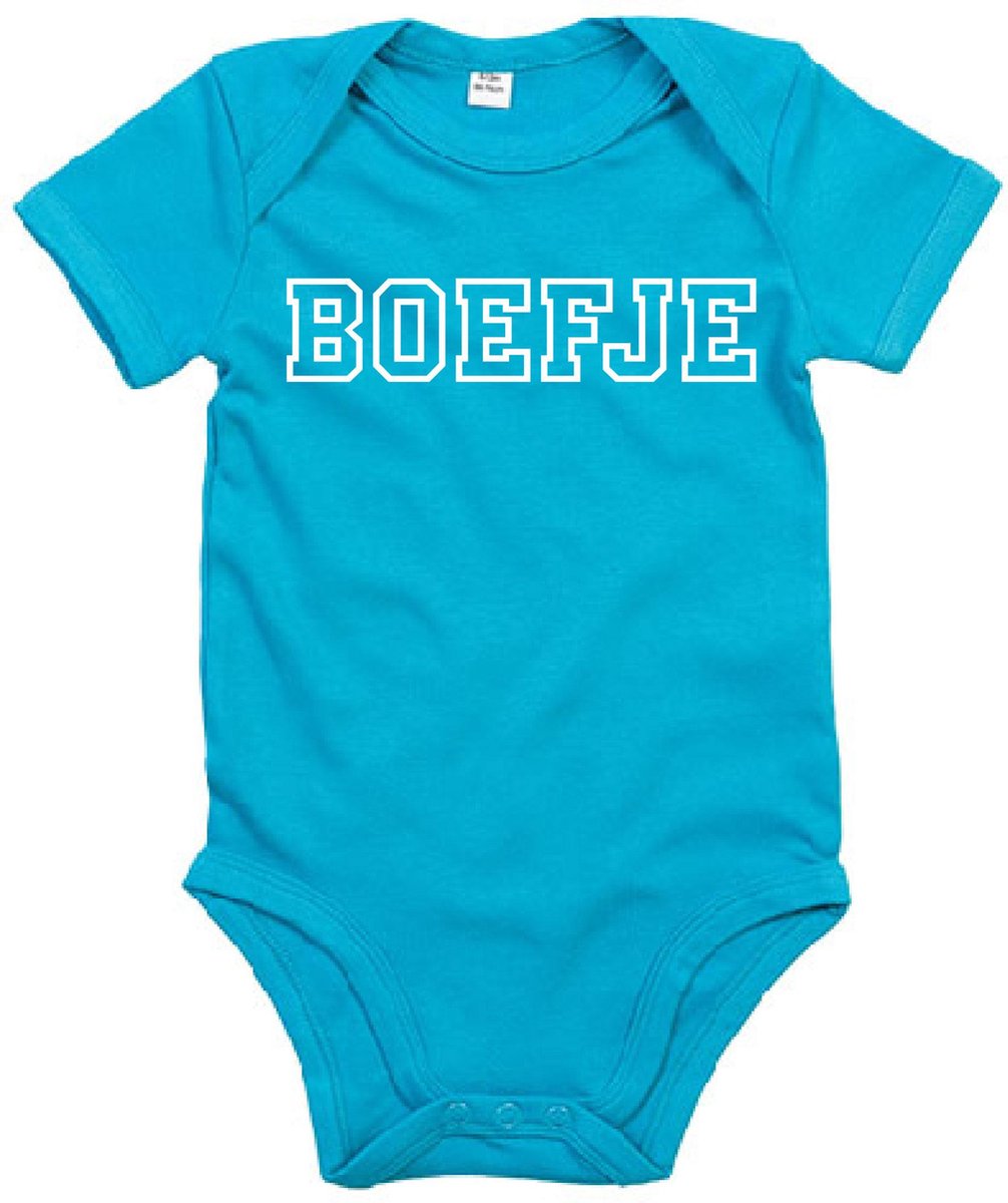 Baby Romper Boefje 3-6 maand - Blauw - Rompertjes baby met tekst