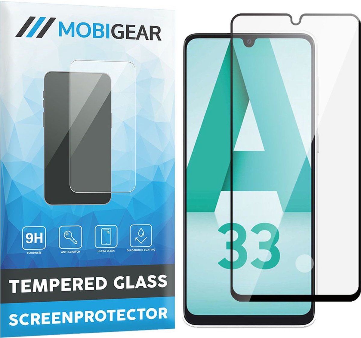 Mobigear Screenprotector geschikt voor Samsung Galaxy A33 Glazen | Mobigear Premium Screenprotector - Case Friendly - Zwart