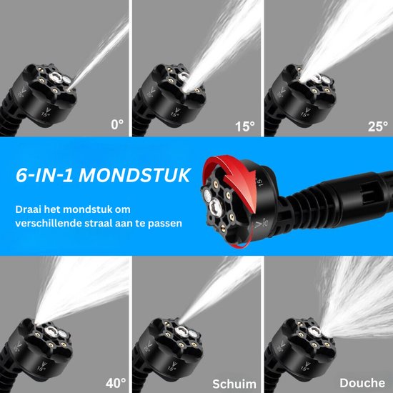 Yofrida 6 in 1 Draadloze Hogedrukreiniger - Auto Accu Hogedrukreiniger - 6 in 1 Nozzle - Met Opslagcase En 2 Accu's - 3500W — afbeelding 3