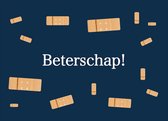 Beterschapskaart - Wenskaart Beterschap - A6 formaat in donkerblauw - Met pleisters als patroon - Opkikker - Sterkte