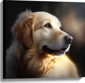 Canvas - Opzijkijkende Golden Retriever Hond - 60x60 cm Foto op Canvas Schilderij (Wanddecoratie op Canvas)