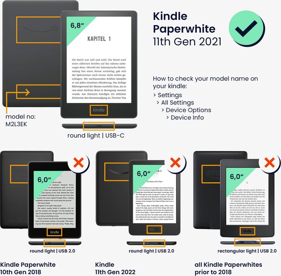 kwmobile Coque pour liseuse électronique Compatible avec  Kindle  Paperwhite - Étui de Protection Brun foncé