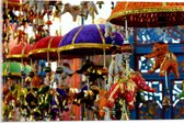Acrylglas - Traditionele Olifantjes aan Lampionnen op Buitenlandse Diwali Markt - 60x40 cm Foto op Acrylglas (Met Ophangsysteem)