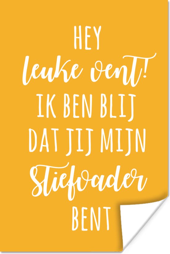 Beau cadeau pour beau-père avec du texte - Hé gentil gars! Je suis heureux que tu sois mon beau-père Poster 40x60 cm