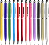 12 stuks stylus pen balpen 2 in 1 universeel - touchscreen pen - voor smartphone & Tablet - Styluspennen - 12 kleuren - Cadeau idee!
