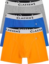 Claesen's Basics normale lengte boxer (3-pack) - heren boxer - grijs - licht blauw - oranje - Maat: S