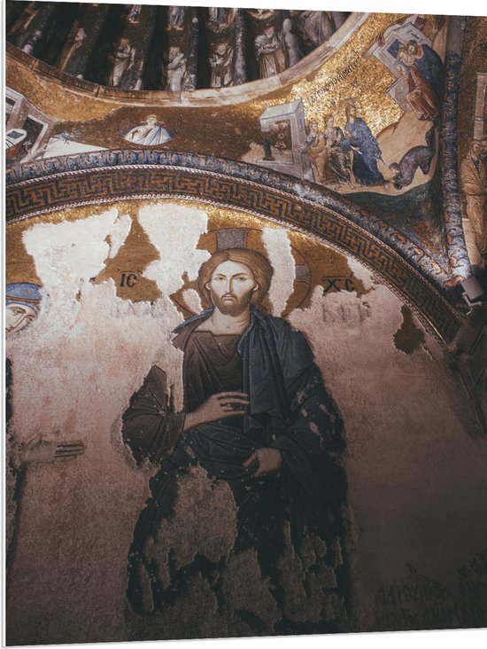 PVC Schuimplaat- Religieuze Muurschilderingen in een Kerk - 75x100 cm Foto op PVC Schuimplaat
