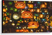 Canvas - Traditionele Oosterse Lampionnen Versierd met Mozaïek - 90x60 cm Foto op Canvas Schilderij (Wanddecoratie op Canvas)