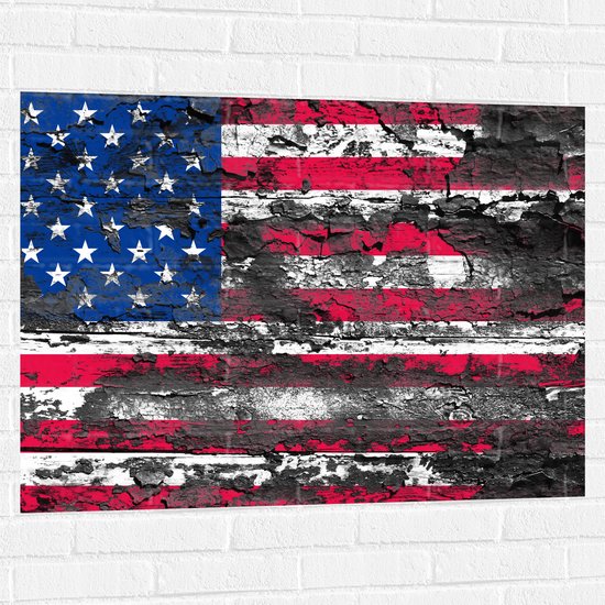 Muursticker - Modder op Amerikaanse Vlag - 100x75 cm Foto op Muursticker