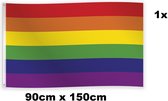 Vlag Regenboog 90cm x 150cm - Landen festival thema feest fun verjaardag pride