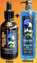 Mafia Men -Baard olie + Scheergel Finishing Touch 1000ml - Beard oil - 50 ml effectief tegen huiduitslag en haaruitval +Mafia Men Scheergel Finishing Touch Gummy 1000 ml / 1 Kg Professioneel en Thuis gebruik