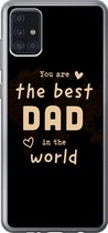 Geschikt voor Samsung Galaxy A52 5G hoesje - Quotes - The best dad in the world - Spreuken - Papa - Siliconen Telefoonhoesje