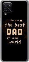 Geschikt voor Samsung Galaxy A12 hoesje - Quotes - The best dad in the world - Spreuken - Papa - Siliconen Telefoonhoesje
