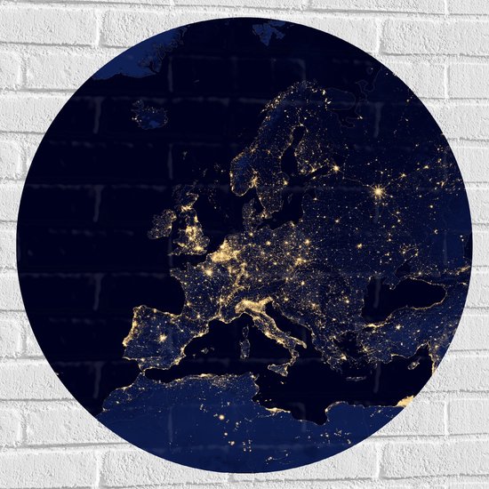 Muursticker Cirkel - Kaart van Europa - 80x80 cm Foto op Muursticker
