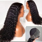 Braziliaanse Remy pruik 26 inch 65,6 cm - real human hair - donkerbruine water diep golf haren - echt haren - 360 Full lace -Pre Geplukt front wig